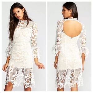 Free People Womens Floral Crochet Lace La Spezia Cocktail Dress White Size Small